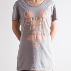 Tシャツ　M/Lサイズ　グレー　ローシャッハ２　オルタナティブアパレル　ピンクとゴールドのプリント　シエリンダ 1枚目の画像