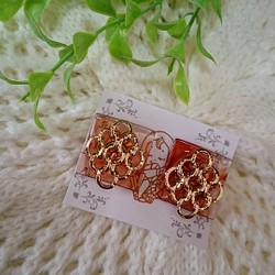 Amber ＆ Gold  Earrings.～琥珀色の耳飾り～ 1枚目の画像