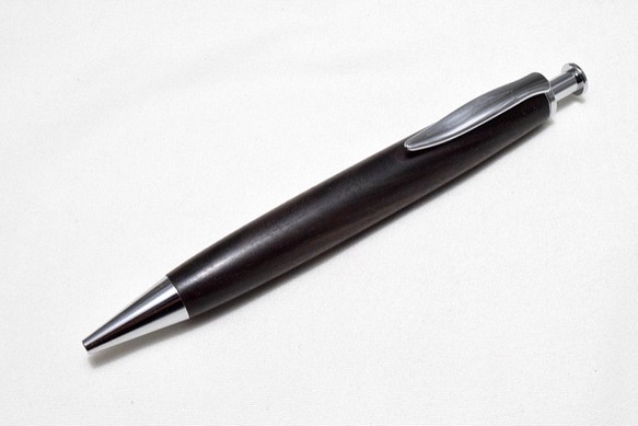 (特注)【黒檀】手作り木製ボールペン クリッカブル パーカー替芯 1枚目の画像