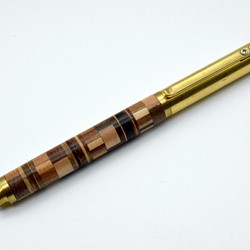 【寄木】手作り木製万年筆 #5 真鍮 1枚目の画像