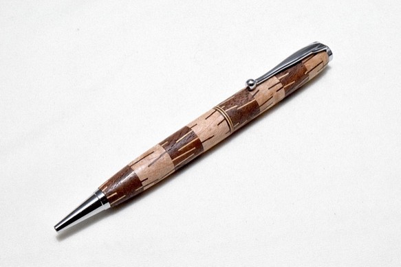 【寄木】(試作品) 手作り木製ボールペン スリムライン CROSS替芯 1枚目の画像