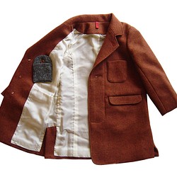 ウールヘリンボーンのワッペン付スクールコート（子供服）- T.I.P 3枚目の画像
