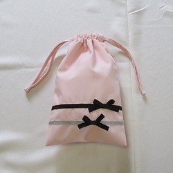 【送料無料】巾着袋Sサイズ　ピンク【防水生地】 1枚目の画像