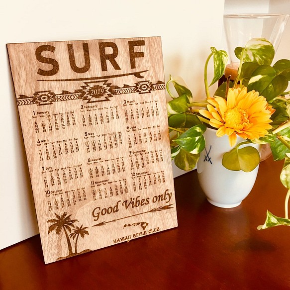2019年木製日曆SURF NATIVE STYLE 第1張的照片