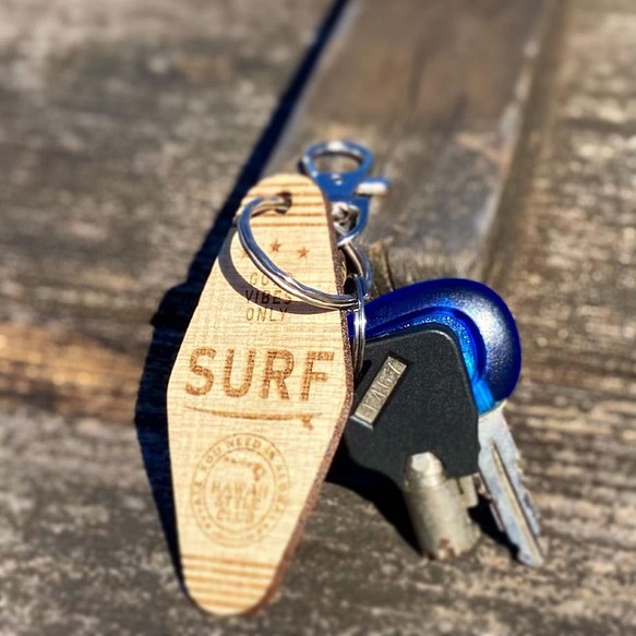 [免費刻名字] motel key tag mini &lt;&lt;SURF&gt;&gt;手工木鑰匙扣 第1張的照片
