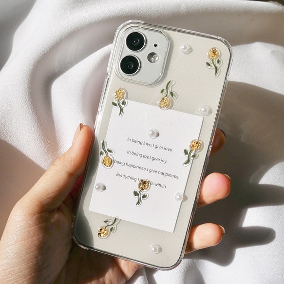 お花とパールのiPhoneケース