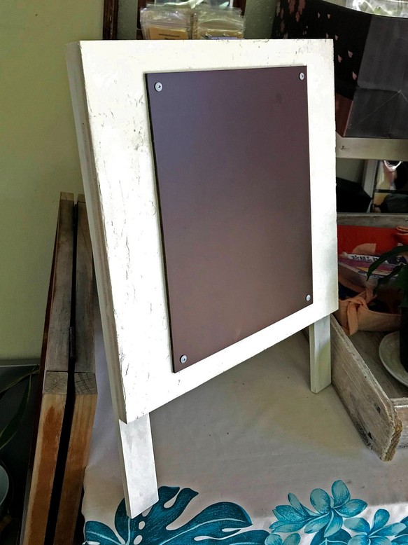漆喰のカフェ風サインボード　ミニ／マーカーボード／立て看板 1枚目の画像