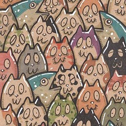 僕らはみんなで生きている　　猫　魚　原画　アート　マーカー 1枚目の画像