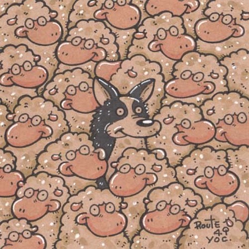 見張り役 犬 羊 ボーダーコリー アート 原画 イラスト yoc 通販 