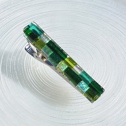 [特別]極光玻璃“極光[翡翠]”領帶夾[定制]≪免運費≫ 第1張的照片