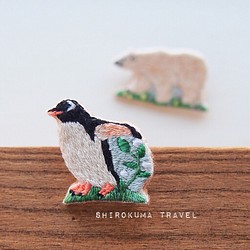 Penguin【spring is coming】 embroidery brooch 刺繡胸針 第1張的照片