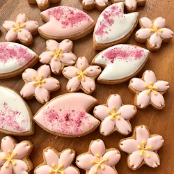 桜と花びらのアイシングクッキー 1枚目の画像