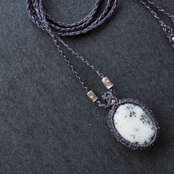 dendritic agate macramé necklace (snowstorm) 1枚目の画像