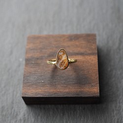 dendritic agate brass ring (waterdrop) 1枚目の画像