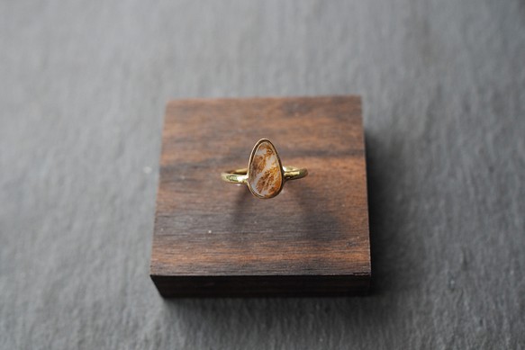 dendritic agate brass ring (waterdrop) 1枚目の画像