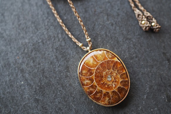 ammonite brass necklace (brown) 1枚目の画像