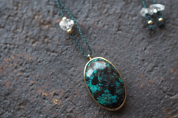 turquoise brass necklace (mottled) 1枚目の画像