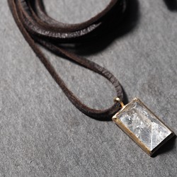 apophyllite brass necklace (deerskin) 1枚目の画像