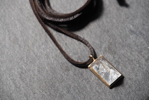 apophyllite brass necklace (deerskin) 1枚目の画像