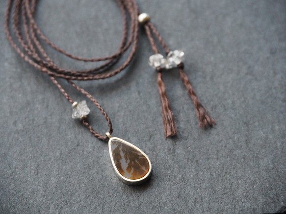 dendritic agate silver necklace (water drop) 1枚目の画像