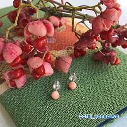 優しい桜ピンクのピアス＊宝石珊瑚＊「新春限定」おススメです。 1枚目の画像