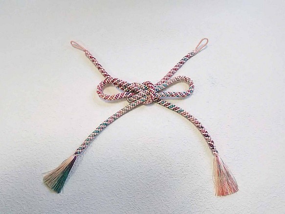 羽織紐　ピンクの八つ組 1枚目の画像
