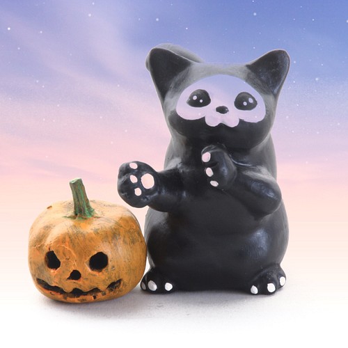 がいこつ猫とかぼちゃ ハロウィン 猫パンチ 置物 Eishun えいしゅん 通販 Creema クリーマ ハンドメイド 手作り クラフト作品の販売サイト