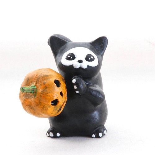 がいこつ猫とかぼちゃ（ハロウィン）猫パンチ その他置物 Eishun えい