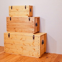 天然木のトランク　収納ボックス　木箱　Mサイズ 1枚目の画像