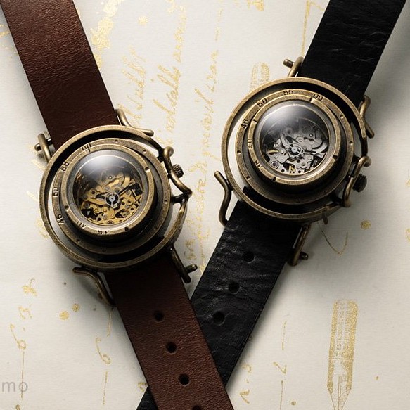 【完売】「機界旅行1」機械式時計 手作り時計 ベルトカラ―3色／名入れ可　 1枚目の画像