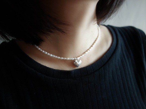 925純銀 淡水珍珠愛心項鍊/頸鍊【日日 hibi jewellery】 第1張的照片