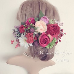 【F1705HE13】アンティークミックス♡ウェディングヘッドドレス♡・結婚式・パーディー・和婚・髪飾り 1枚目の画像
