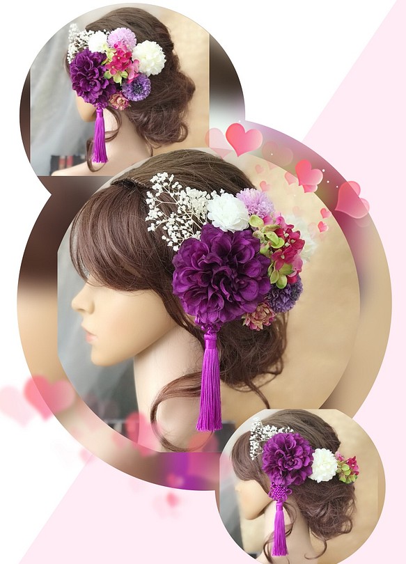 新作【F1806W4】紫♡髪飾り♡・結婚式・パーディー・成人式・卒業式 1枚目の画像