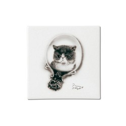 タイルのコースター「鏡の中の猫」 1枚目の画像