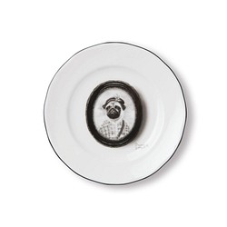 パン皿 16ｃｍ ブラックエッジ「パグのポートレイト」 1枚目の画像