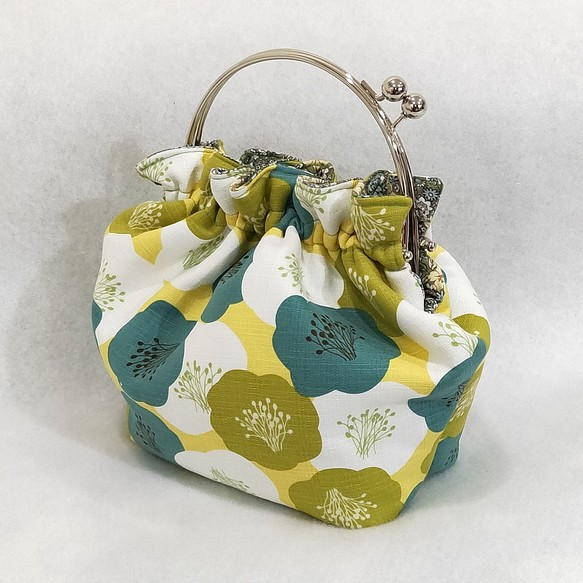MintSaSa *は花のように、グリーンのハンドゴールドバッグ、シルバーのマウスゴールド、白い花の鑑賞、ピクニックのお祝い、エ 1枚目の画像