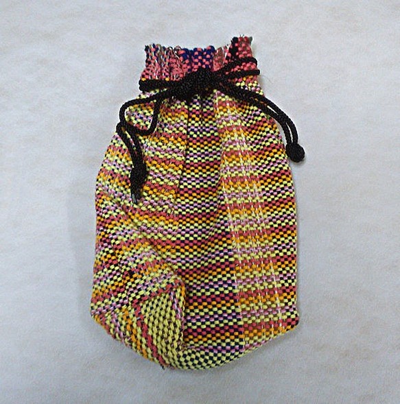 ●74機織り手織り巾着　小袋　ポーチ 1枚目の画像