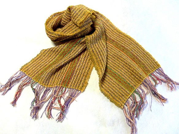 【SOLD】送料込み 機織り手織り 秋物極薄手ショール・ストール（日本製） 1枚目の画像