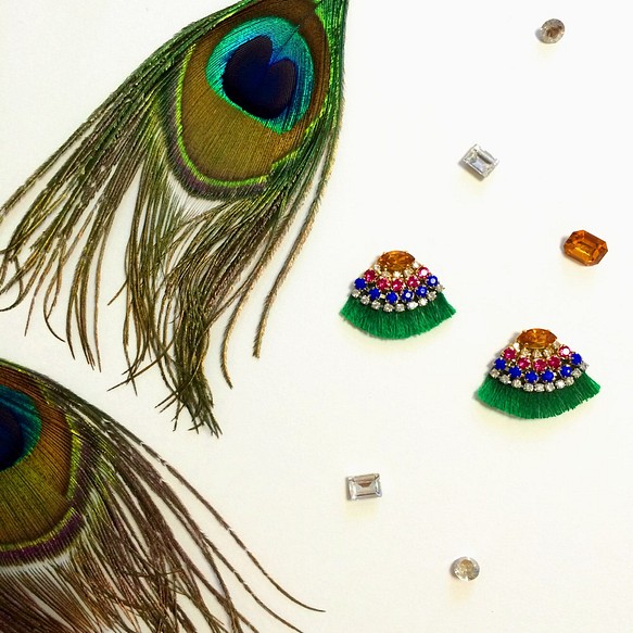 Fringe bijou earrings - Multi-color 第1張的照片