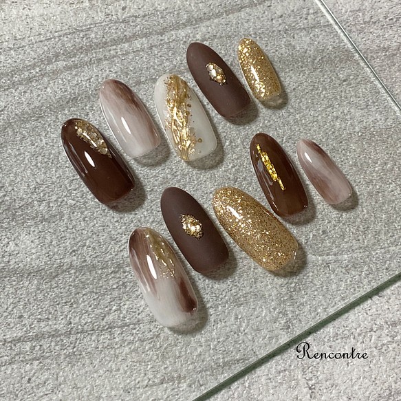 151 ブラウンのニュアンスネイルチップ ネイルチップ（つけ爪） nail