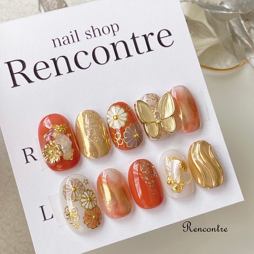 177 和柄ネイルチップ ネイルチップ ネイルシール Nail Shop Rencontre 通販 Creema クリーマ ハンドメイド 手作り クラフト作品の販売サイト