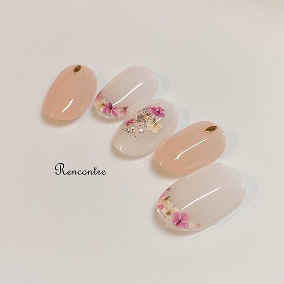 087 押し花のクリアフレンチネイルチップ ネイルチップ ネイルシール Nail Shop Rencontre 通販 Creema クリーマ ハンドメイド 手作り クラフト作品の販売サイト