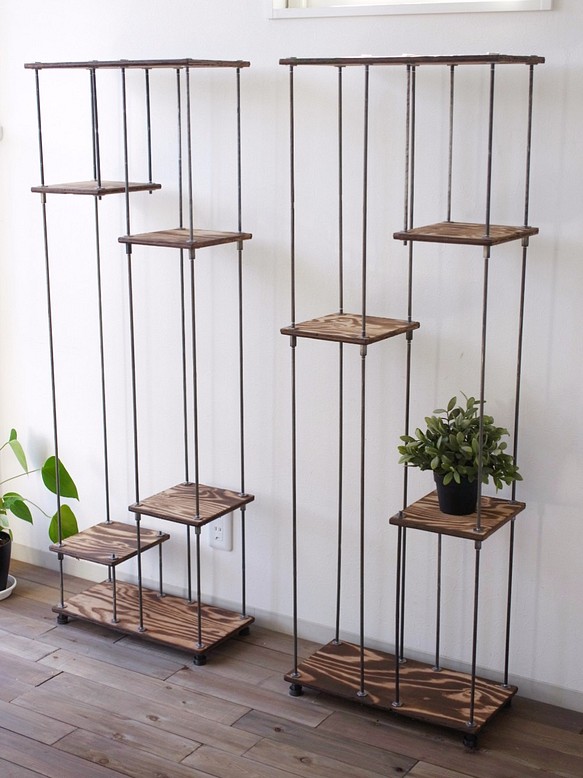 wood iron shelf 1350*455*225 左 棚・シェルフ・ラック 造形壱國