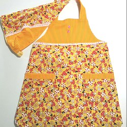 子供用エプロン&三角巾/サイズ: 110～120cm「水玉模様のキノコ」 epus110‐10 1枚目の画像