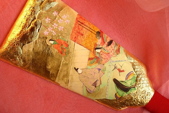 お子様の初節句は、手描き仕上げの源氏物語羽子板・題名「初音はつね」で雛祭りを。 1枚目の画像