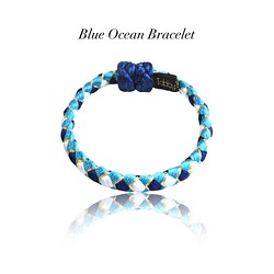 【アクセサリ】Blue Ocean 組紐ブレスレット Mサイズのみ｜猫首輪とお揃い可能♪｜磁石式組紐ブレスレット 1枚目の画像