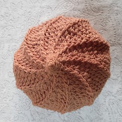 ベビー・キッズ用　可愛いホイップ帽子　鉤針編み　綿麻　テラコッタ 1枚目の画像