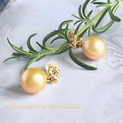 K18 Golden pearl petite pierced earrings 1枚目の画像