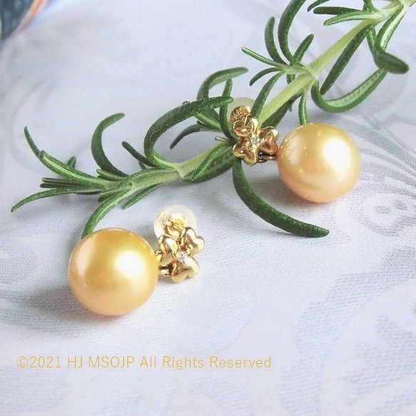 K18 Golden pearl petite pierced earrings 1枚目の画像
