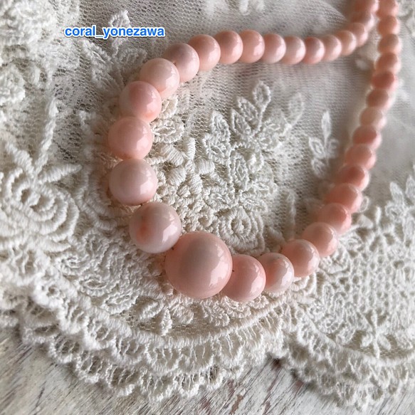 おススメ‼︎淡いピンクカラー・貴重・珊瑚グラデーションネックレス 1枚目の画像